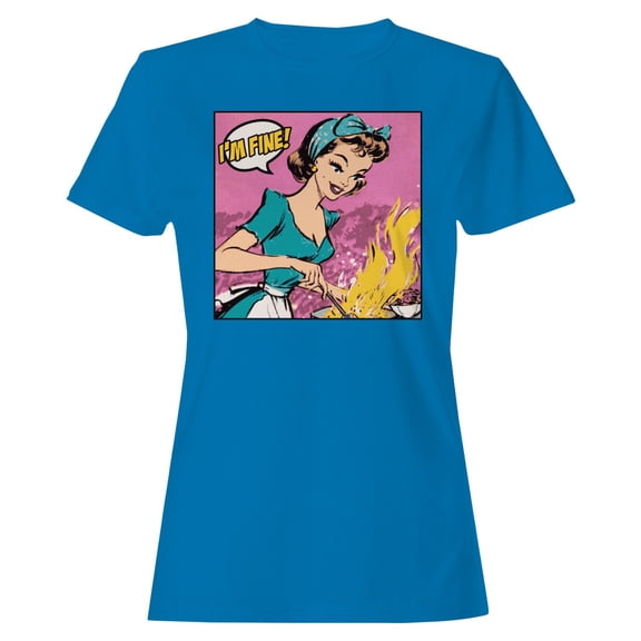 Smartprints I'M Fine Women's T-Shirt Sapphire, Cotton, XL