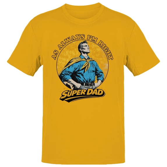 Smartprints I'M Right Super Dad Men's T-Shirt Gold, Cotton, L