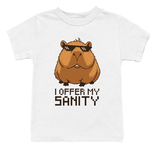 Smartprints I Offer My Sanity Capybara Meme Youth's T-Shirt White, Cotton, M