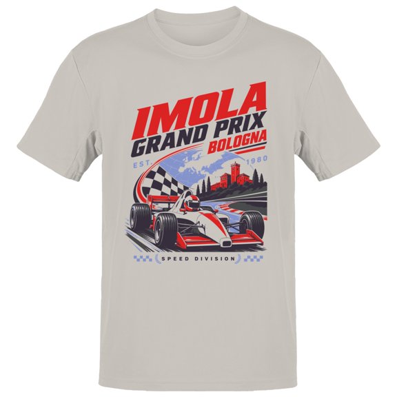 Smartprints Imola Grand Prix Speed Division Men's T-Shirt Ice Grey, Cotton, M