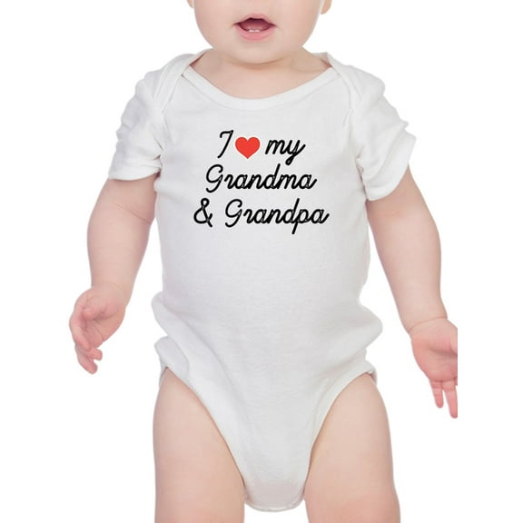 Smartprints Infants Graphic Bodysuit - I Love My Grandma And Grandpa - Regular Fit 100% Cotton