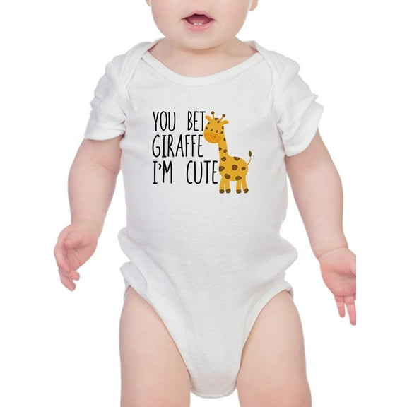 Smartprints Infants Graphic Bodysuit - You Bet Giraffe I'm Cute - Regular Fit 100% Cotton