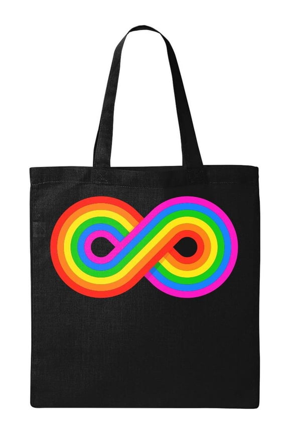 Infinity Peace Rainbow Tote Bag - Image by Shutterstock, One Size Cotton Canvas Tote Bag