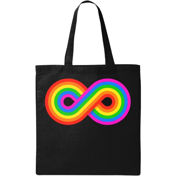 Smartprints Infinity Peace Rainbow Tote Bag - Image by Shutterstock, One Size Cotton Canvas Tote Bag