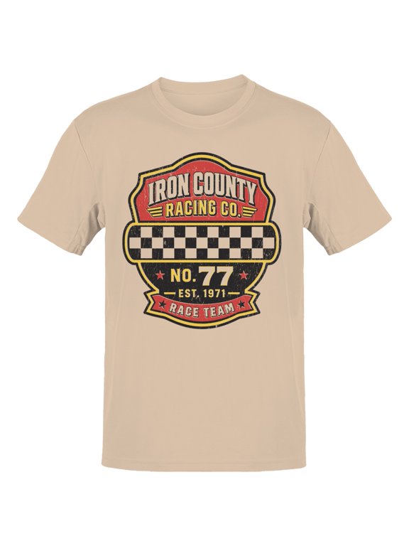 Iron County Racing Co. No. 77 Men's T-Shirt Natural, Cotton, M