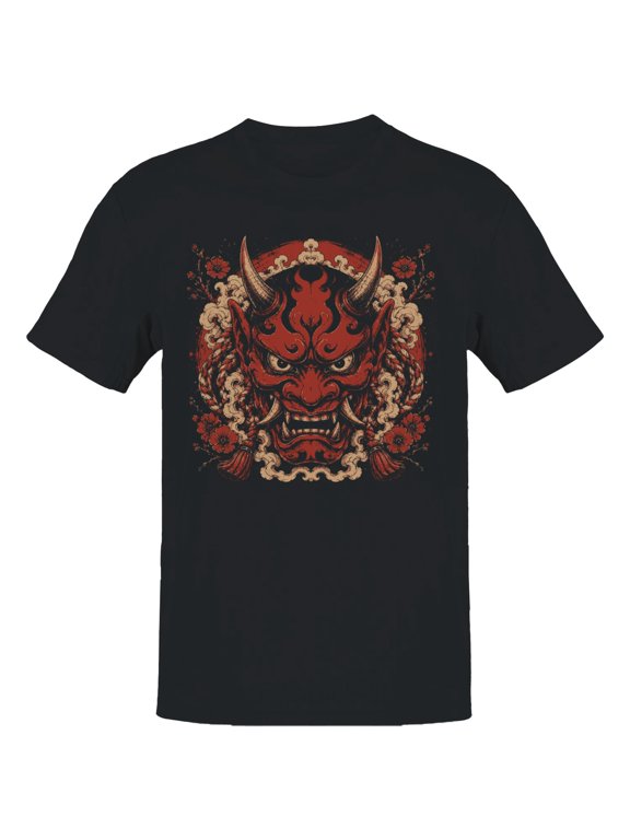 Japanese Oni Mask Men's T-Shirt Black, Cotton, 3XL