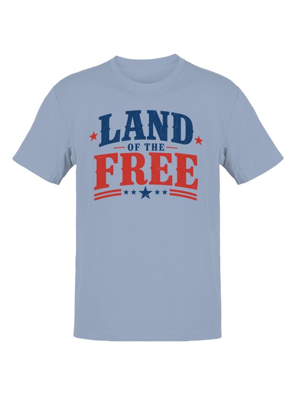 Land of the Free Patriotic Quote Men's T-Shirt Light Blue, Cotton, S