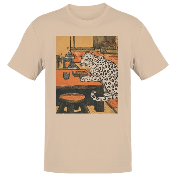 Smartprints Leopard in Japanese Tea Room Men's T-Shirt Natural, Cotton, S