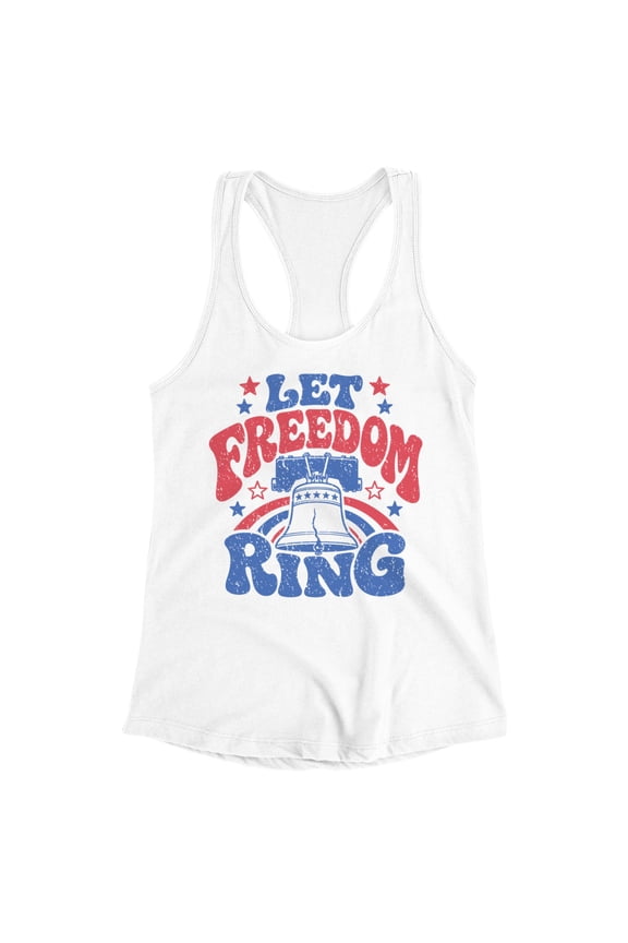 Let Freedom Ring Liberty Bell Tank Top White, Cotton, S