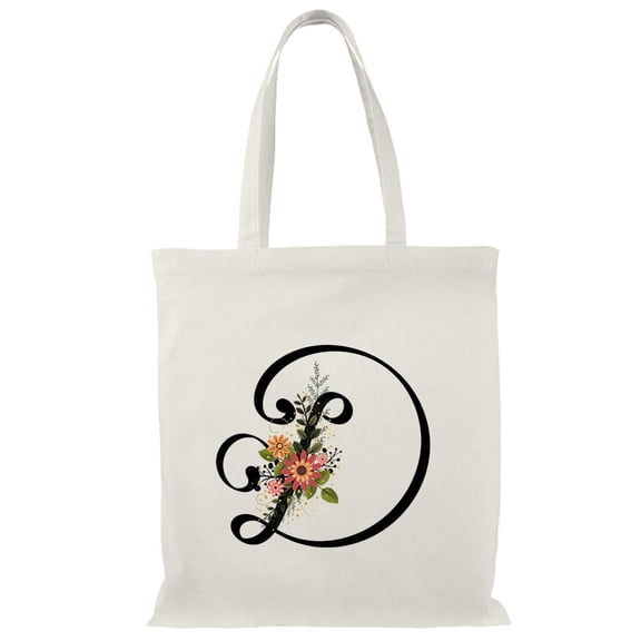 Smartprints Letter D Flower Bouquet Tote Bag - Image by Shutterstock, One Size Cotton Canvas Tote Bag