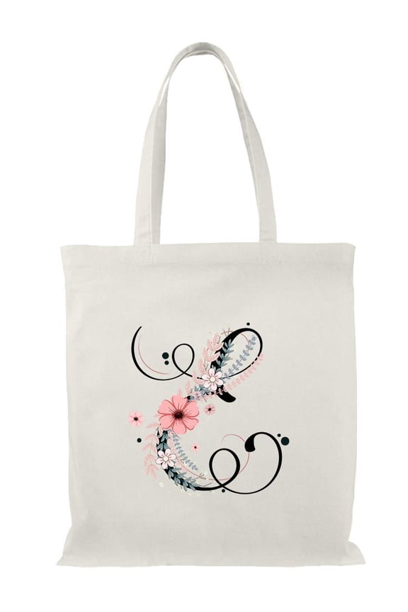 Letter E Flower Bouquet 2 Tote Bag - Image by Shutterstock, One Size Cotton Canvas Tote Bag