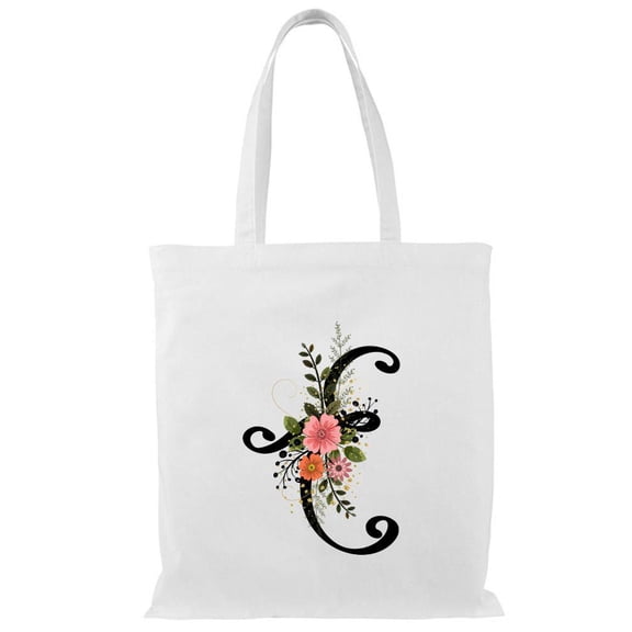 Smartprints Letter E Flower Bouquet Tote Bag - Image by Shutterstock, One Size Cotton Canvas Tote Bag