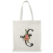 Smartprints Letter E Flower Bouquet Tote Bag - Image by Shutterstock, One Size Cotton Canvas Tote Bag
