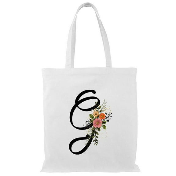 Smartprints Letter G Flower Bouquet Tote Bag - Image by Shutterstock, One Size Cotton Canvas Tote Bag