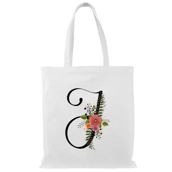 Smartprints Letter I Flower Bouquet Tote Bag - Image by Shutterstock, One Size Cotton Canvas Tote Bag