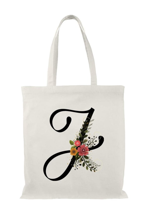 Letter J Flower Bouquet 2 Tote Bag - Image by Shutterstock, One Size Cotton Canvas Tote Bag