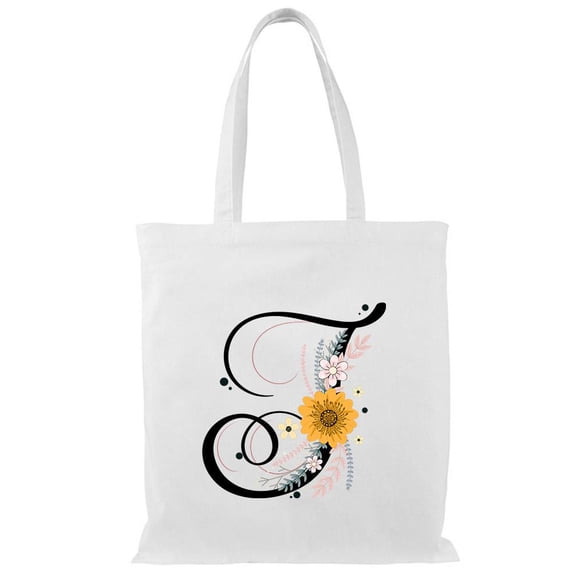 Smartprints Letter J Flower Bouquet 3 Tote Bag - Image by Shutterstock, One Size Cotton Canvas Tote Bag