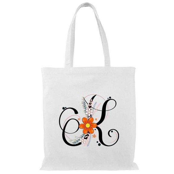 Smartprints Letter K Flower Bouquet 2 Tote Bag - Image by Shutterstock, One Size Cotton Canvas Tote Bag