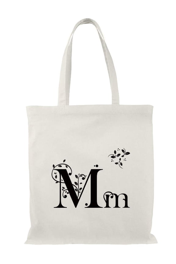Letter M Upper Lower Case Nature Tote Bag - Image by Shutterstock, One Size Cotton Canvas Tote Bag