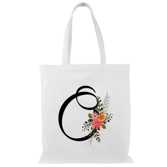 Smartprints Letter O Flower Bouquet Tote Bag - Image by Shutterstock, One Size Cotton Canvas Tote Bag