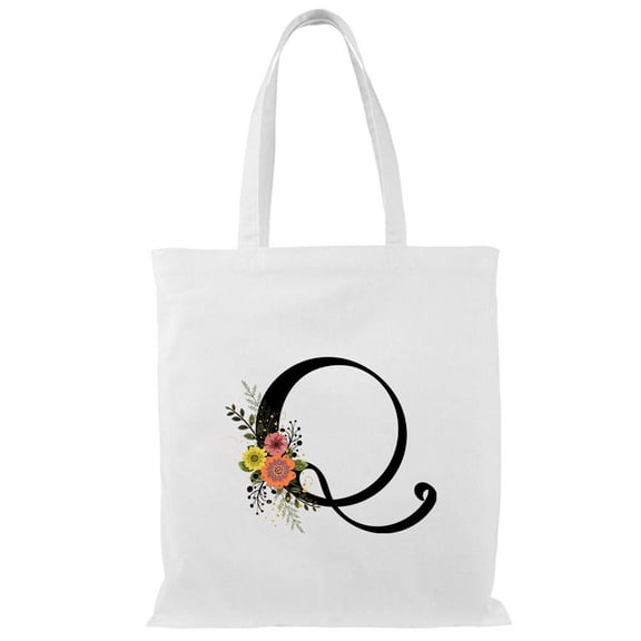 Smartprints Letter Q Flower Bouquet Tote Bag - Image by Shutterstock, One Size Cotton Canvas Tote Bag
