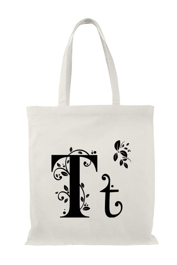 Letter T Upper Lower Case Nature Tote Bag - Image by Shutterstock, One Size Cotton Canvas Tote Bag