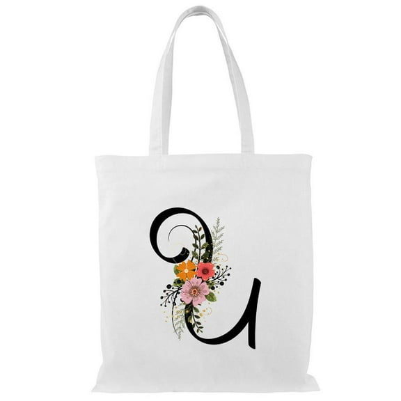 Smartprints Letter U Flower Bouquet 2 Tote Bag - Image by Shutterstock, One Size Cotton Canvas Tote Bag