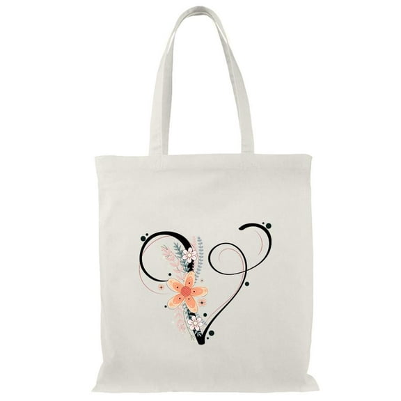 Smartprints Letter V Flower Bouquet 3 Tote Bag - Image by Shutterstock, One Size Cotton Canvas Tote Bag
