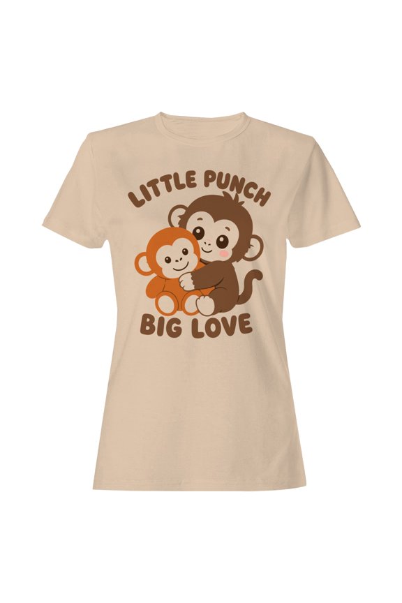 Little Punch Big Love Monkey Hug Women's T-Shirt Natural, Cotton, XL