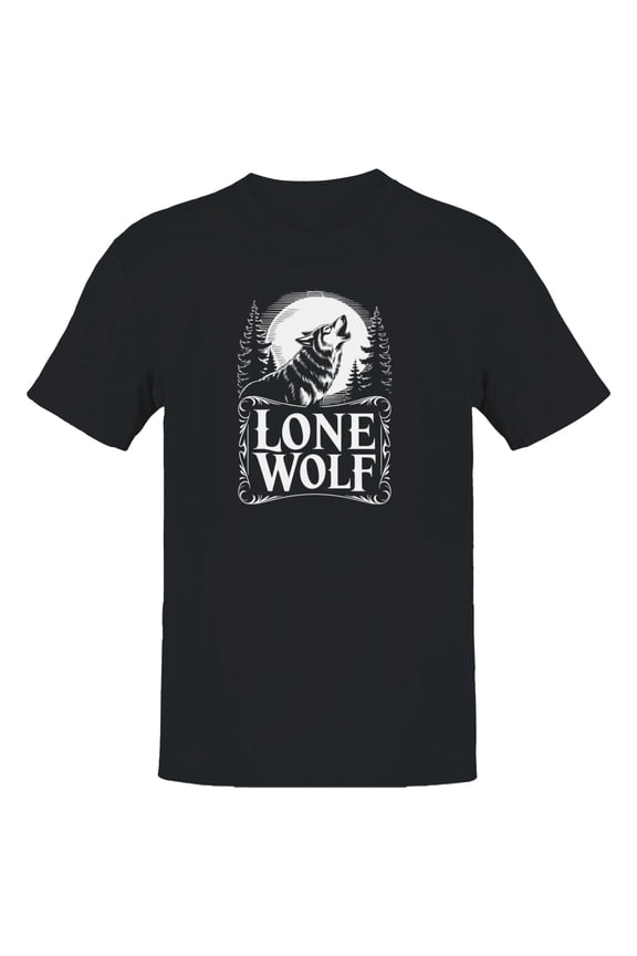 Lone Wolf Howling Men's T-Shirt Black, Cotton, 3XL