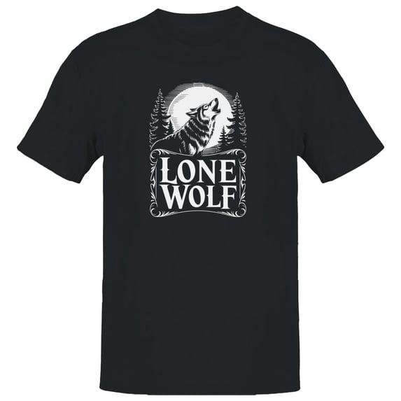 Smartprints Lone Wolf Howling Men's T-Shirt Black, Cotton, S