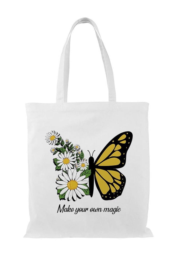 Make Your Own Magic W Daisies Tote Bag - Image by Shutterstock, One Size Cotton Canvas Tote Bag