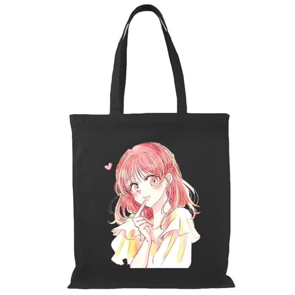 Smartprints Manga Girl Pretty Counfused Tote Bag - Image by Shutterstock, One Size Cotton Canvas Tote Bag