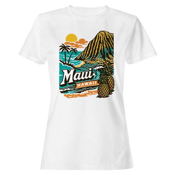 Smartprints Maui Hawaii Sunset Island Vibes Women's T-Shirt White, Cotton, S
