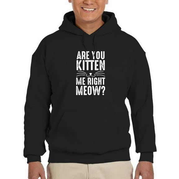Smartprints Mens Graphic Hoodie Black - Are You Kitten Me? Cotton Blend Classic Fit
