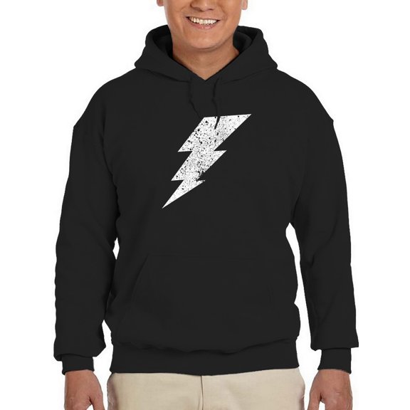 Smartprints Mens Graphic Hoodie Black - Cool Image Of A Thunderbolt Cotton Blend Classic Fit
