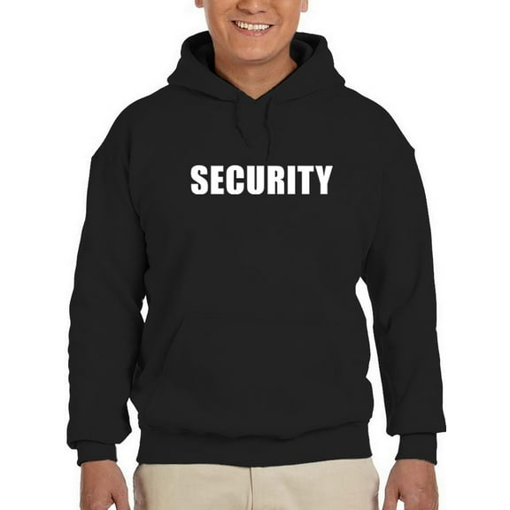 Smartprints Mens Graphic Hoodie Black - Security Staff Design Cotton Blend Classic Fit