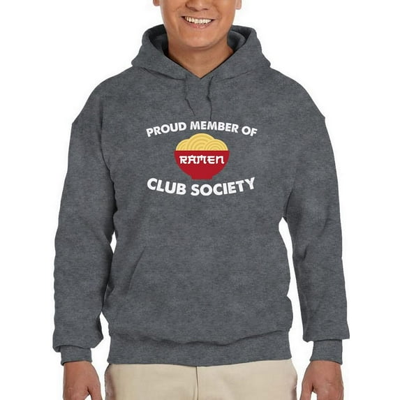 Smartprints Mens Graphic Hoodie Dark Heather - Ramen Club Society Art Cotton Blend Regular Fit