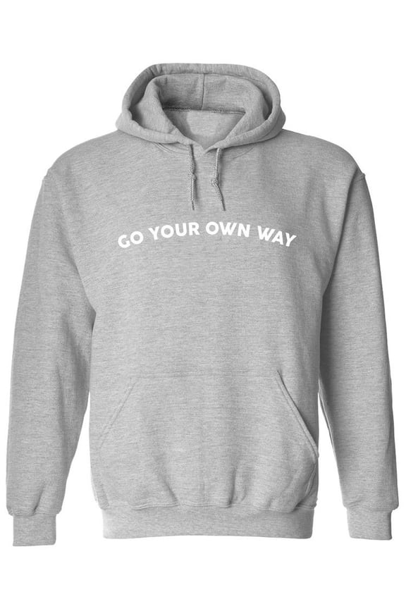 Mens Graphic Hoodie Sport Grey - Slogan Go Your Own Way Cotton Blend Classic Fit