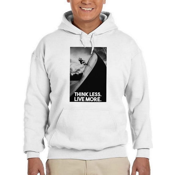 Smartprints Mens Graphic Hoodie White - Think Less. Live More. Cotton Blend Regular Fit