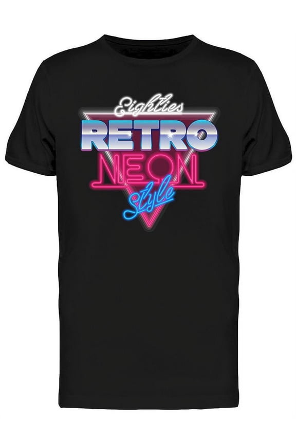 Mens Graphic Tee - 80s Retro Neon Style - Regular Fit 100% Cotton