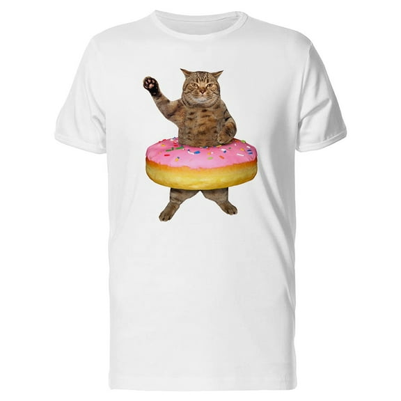 Smartprints Mens Graphic Tee - A Cat With Donut Dress - Regular Fit 100% Cotton