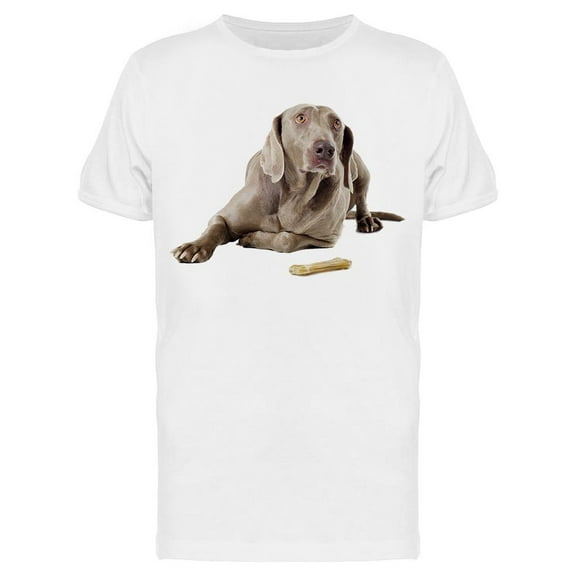 Smartprints Mens Graphic Tee - A Weimaraner And A Treat - Regular Fit 100% Cotton