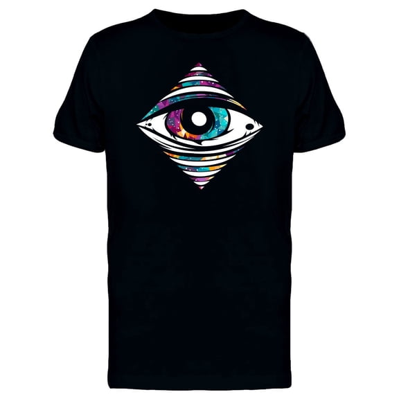 Smartprints Mens Graphic Tee - All Seeing Eye With Nova Galaxy - Regular Fit 100% Cotton