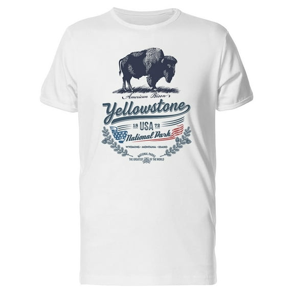 Smartprints Mens Graphic Tee - American Bison Yellowstone - Regular Fit 100% Cotton