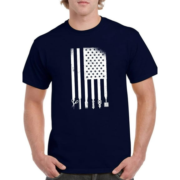 Smartprints Mens Graphic Tee - Barber Items Flag - Regular Fit 100% Cotton