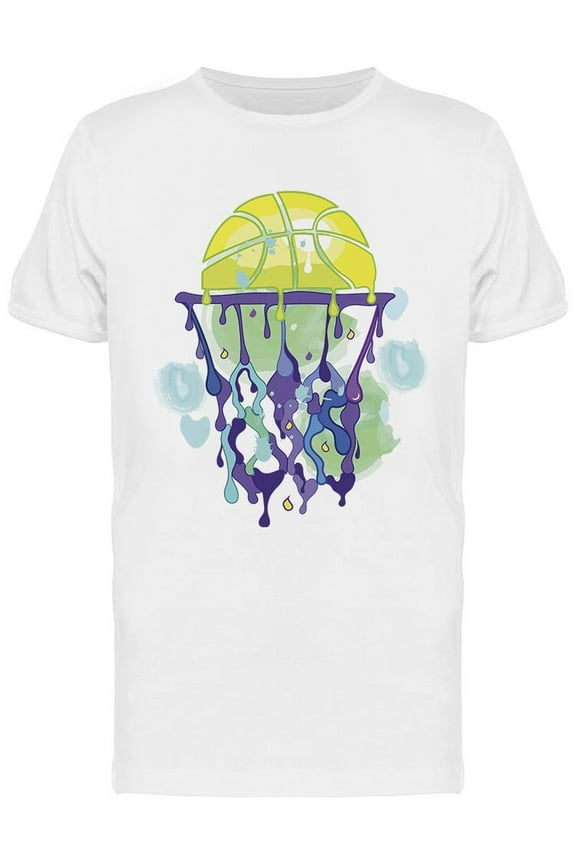 Mens Graphic Tee - Basketball Dripping Paint - Regular Fit 100% Cotton