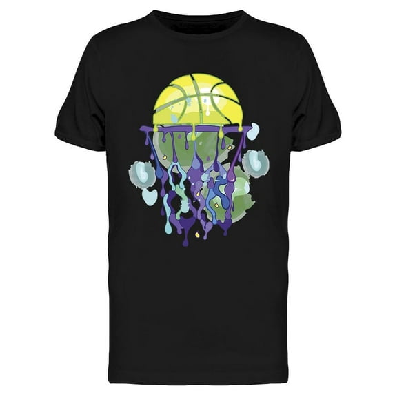 Smartprints Mens Graphic Tee - Basketball Dripping Paint - Regular Fit 100% Cotton