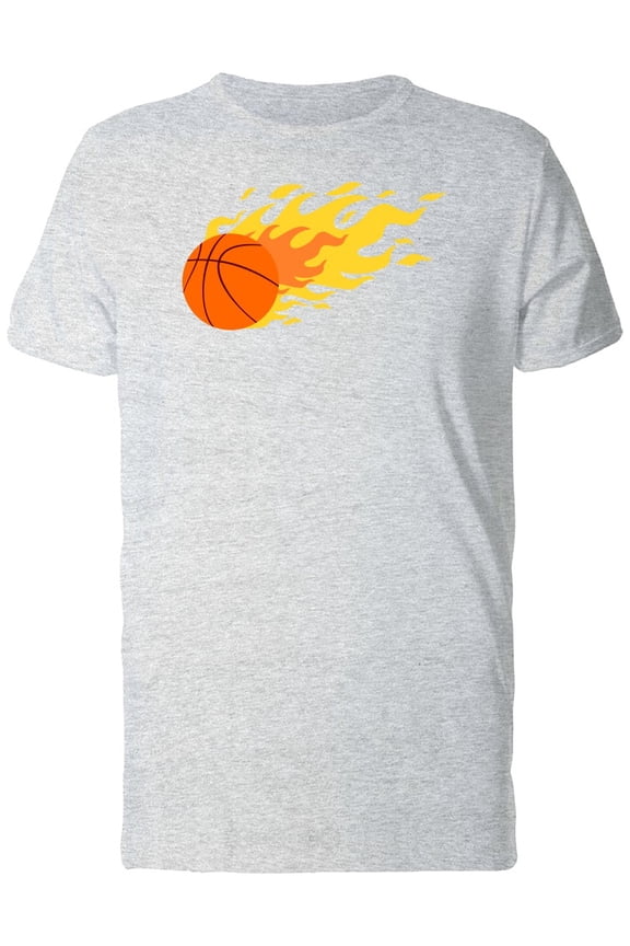 Mens Graphic Tee - Basketball On Fire - Regular Fit 100% Cotton