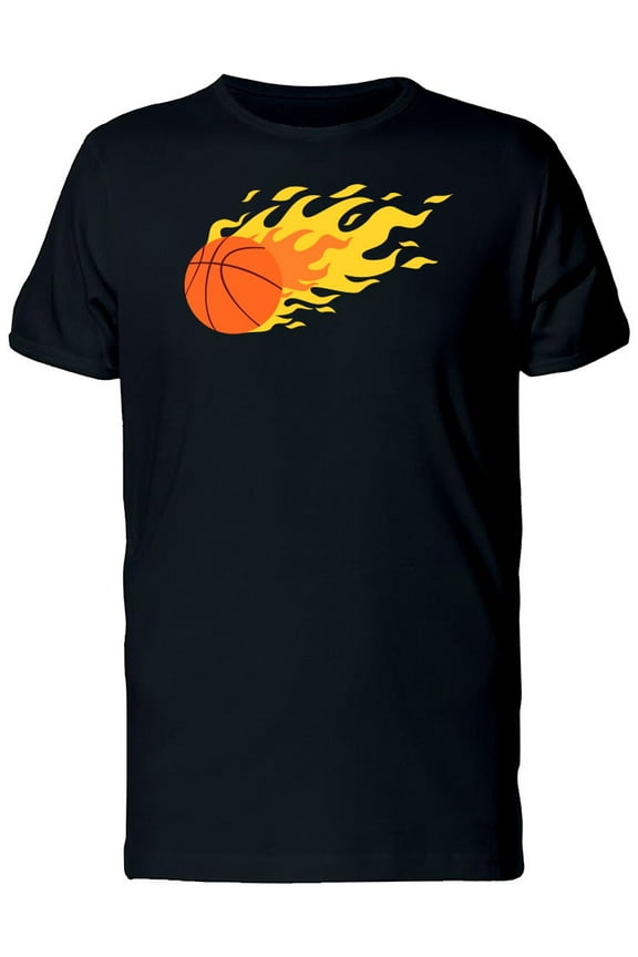 Mens Graphic Tee - Basketball On Fire - Regular Fit 100% Cotton